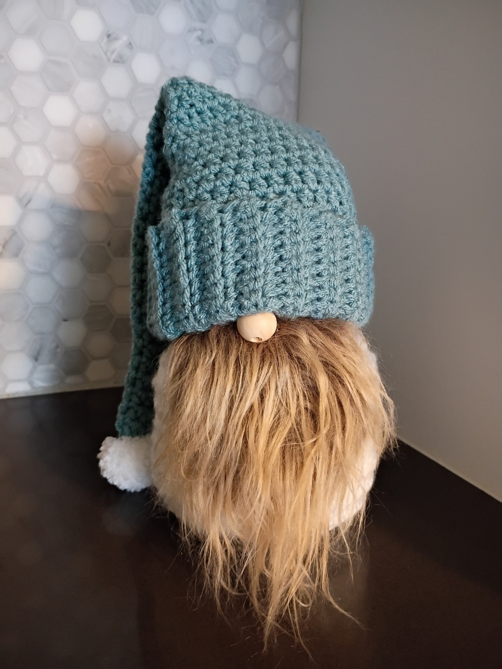 Handmade Crochet Gnome with Knit Hat